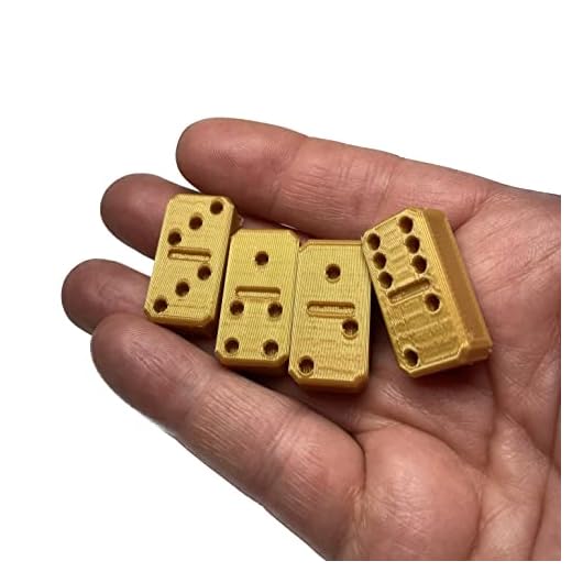 Gnobby Gnome Whatnots Mini Domino Set - Handmade - with Travel Bag - 1-1/8 Inches Tall - Caramel Color