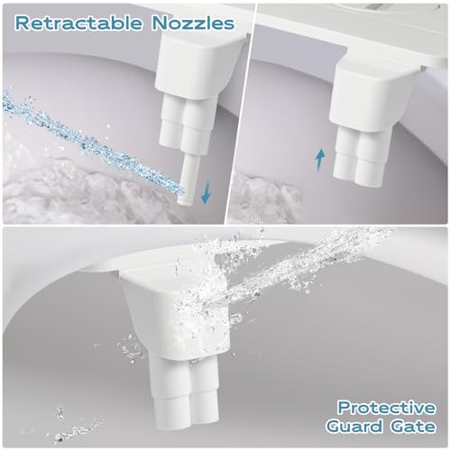 Shineforu Ultra-Slim Bidet Dual Mode Bidet Attachment for Toilet, Bidet Toilet Seat Attachment with Pressure Controls(Feminine/Posterior Wash),Easy to install Design Non-Electric Bidet