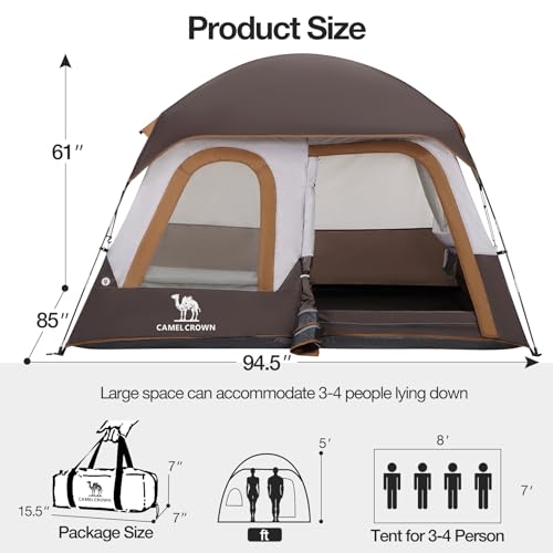 Tienda de campaña CAMEL CROWN para 4 personas impermeable, ligera y portátil para camping y senderismo miniatura 6