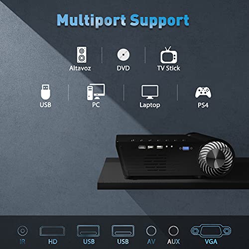 Selvim-Proyector-WiFi-Bluetooth-6000-Lumenes-Mini-Proyector-Portatil-para-Movil-Soporta-1080P-60000-Horas-LED-Compatible-con-PS5-PS4-TV-Stick-HDMI-VGA-USB-AV-para-Cine-en-Casa-Peliculas