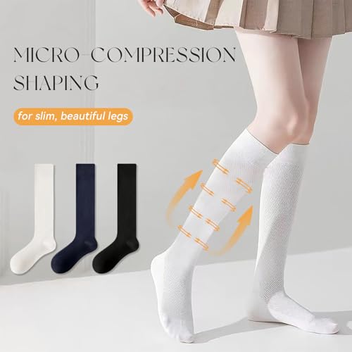 Women's 2-Pack Knee-High Long Mesh Cotton Socks – Comfort Cuff Micro Compression Over the Calf Socks2