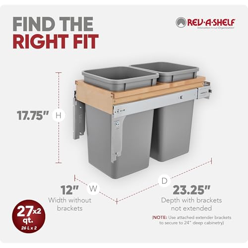 Contenedor doble de basura extraíble 27 qt plateado miniatura 3