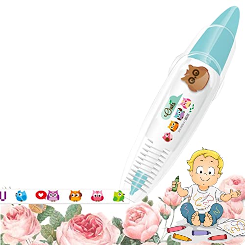 DENGWANG DIY Cute Animals Press Type Decorative Pen, 2023 New DIY Lace Decoration Tape Pen, Creative Scrapbooking Stickers Diary Decor Tapes (T)