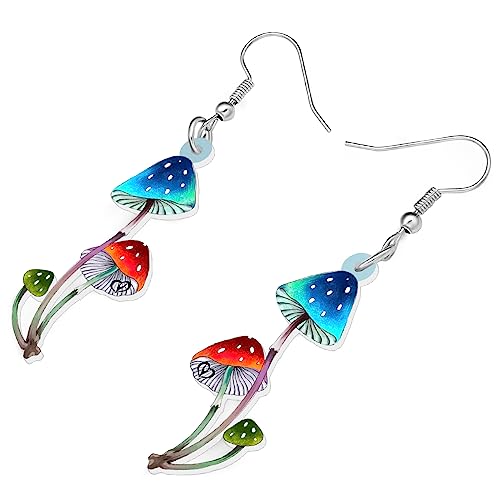 BONSNY Sweet Floral Acrylic Dangle Mushroom Earrings for Women Jewelry Gifts Novelty Funny Charms3