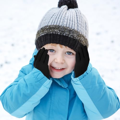Image of ONESING 12 Pairs Kids Gloves - Warm Knitted Winter Gloves Bulk for Girls Boys | Children Gloves Designed for Cold Weather