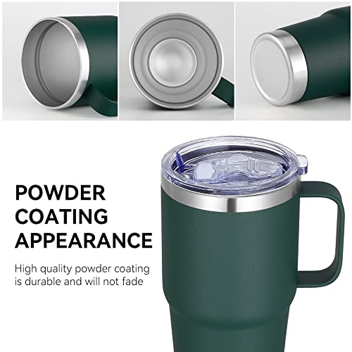 VEGOND 20 oz Tumbler Bulk with Handle Lid and Straw, Stainless Steel Insulated Travel Coffee Mug Set, Spill Proof Double Wall Metal Tumblers Cups, Dark Green 12 Pack by VEGOND - Used condition - Image 6