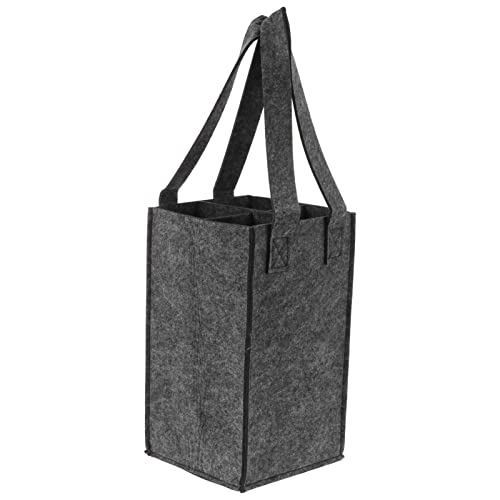 1Pc Portable Felt Red Wine Bag Felt Wine Bag with Handle Holder, Reusable Washable with Removable Divider (4 Bottles)