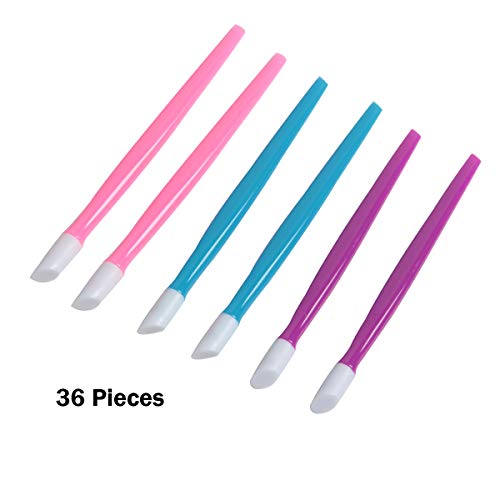 SBYURE 36pcs Rubber Nail Cuticle Pusher Tipped Plastic/Colored Nail Art Tool for Men and Women