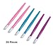 SBYURE 36 Pieces Handle Nail Cuticle Pusher Nail Tool Cleaner Rubber Tipped Plastic,Blue,Purple, Pink