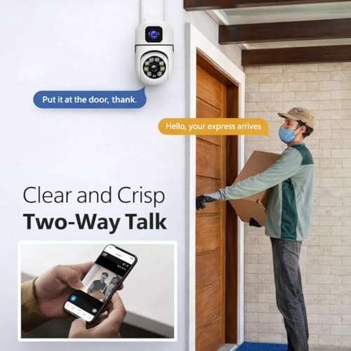 Image of Outdoor PTZ WiFi Security Camera, Dual Lens HD CCTV with Full Colour Night Vision, IP66 Weatherproof, AI Human Detection, Two-Way Audio, Pan Tilt Zoom Control