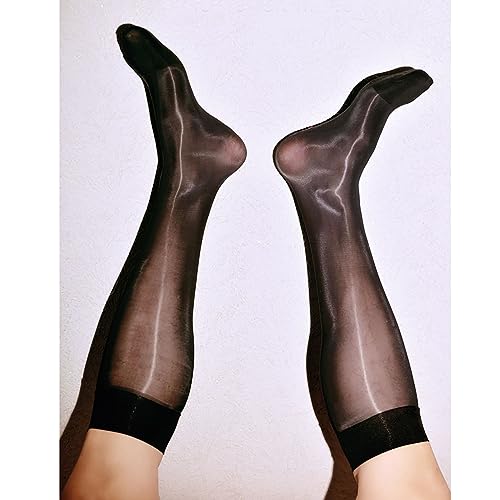 Mens Business Ultra Thin Knee High Socks Stockings for Dress Casual Looks Black3