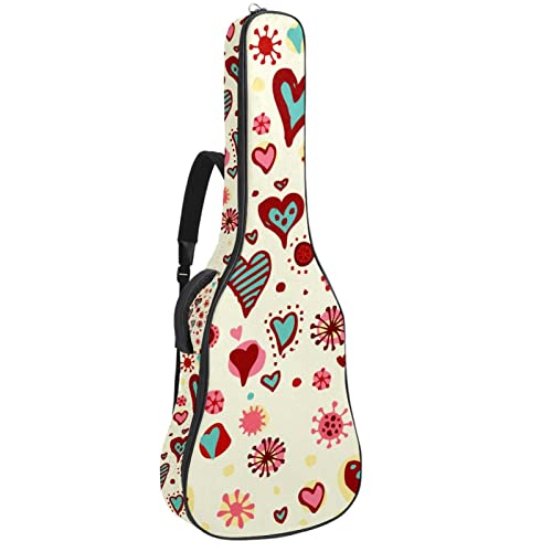 Sac à dos guitare acoustique étanche motif cœur - Idée cadeau pour guitariste