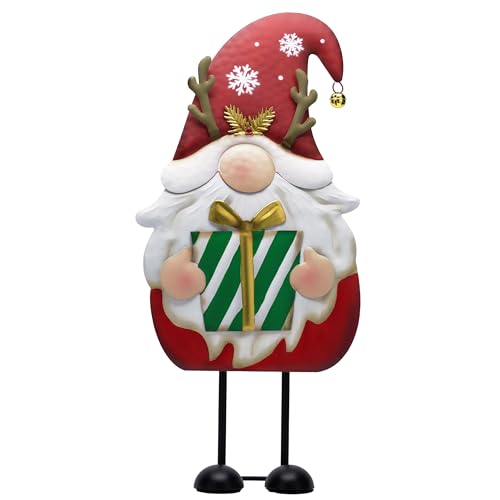 TERESA'S COLLECTIONS Weihnachten Deko,Gartendeko für Draußen,48cm Metall Weihnachtswichtel für Weihnachtsdeko Innen,Weihnachtsdeko Aussen mit Roter Santa Tomte Gnom, Wichtel Xmas(M)