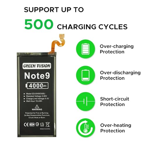 Image of GREEN FUSION Compatible with Galaxy Note 9 Battery Replacement EB-BN965ABU for Galaxy Note 9 N960U N960F N9600 with Instruction & Repair Toolkit