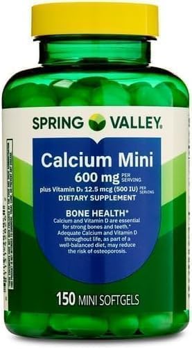 Calcium Plus Vitamin D3 150 Mini Softgels | Calcium Supplement | softgels | Calcium 600 mg with Vitamin d3 | Calcium Carbonate 600 mg 150 Mini Softgels