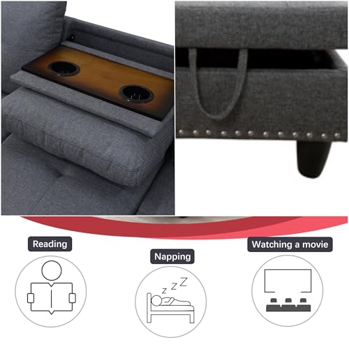 image for ChicFurnit Sectional Couches with Ottoman Storage, Lounge Modular Sect