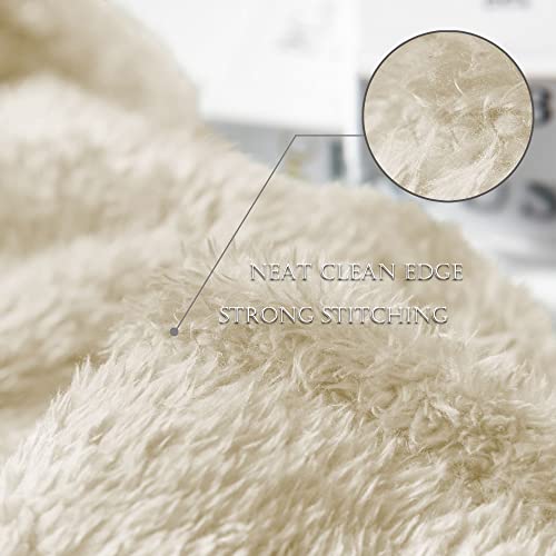 Exclusivo Mezcla Plush Extra Large Fleece Throw Blanket For Couch,Bed And Sofa (50X70 Inches, Beige) Soft, Warm, Lightweight #TOP3