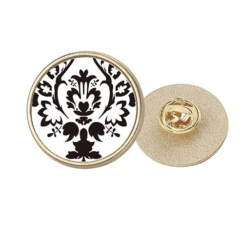 Broche ronde en métal doré baroque noir accessoire rétro chic