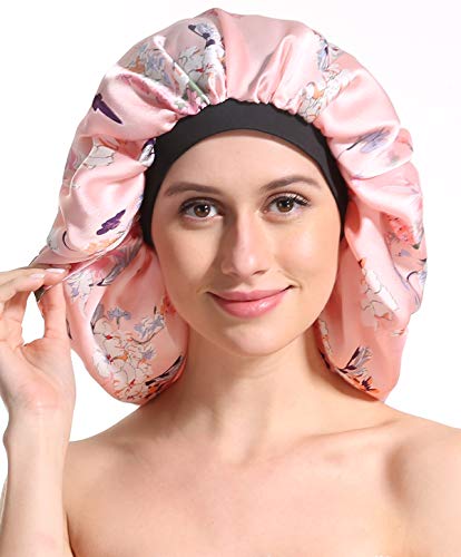 Satin Silk Bonnet Sleep Cap - Printing Soft Extra Large Wide Band S