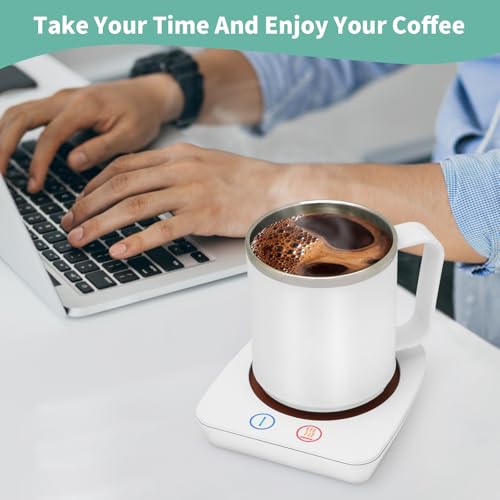 Image of VOBAGA Mug Warmer, Coffee Warmer with 15OZ Mug Set for Home Office Home Desk, Coffee Cup Warmer with 3 Temperature Settings for Tea, Cocoa with Auto Shut Off for Holiday Birthday Coffee Gifts