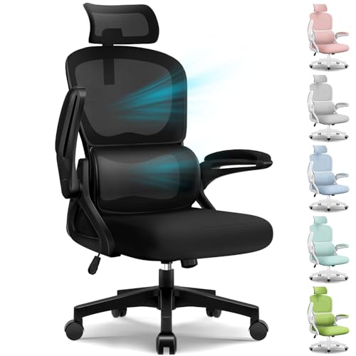 Aiidoits Chaise Bureau Ergonomique, Chaise de Bureau Inclinable Pivotant, Fauteuil de Bureau 150kg Confortable à roulettes, Appui-tête et Accoudoirs...