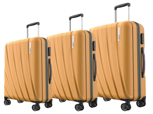 Image of Safari Polyproplyene Hard Shell Cairo 8 Wheels, 5 Years Warranty (Cabin & Check-in) Trolley Spinner Luggage Set of 3, 55Cm, 66Cm & 75Cm, Small, Medium, Large (Ochre)