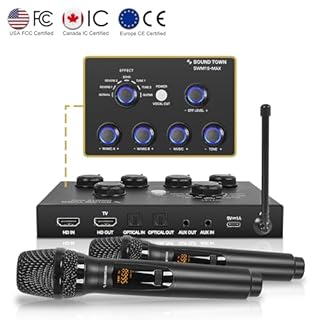 Sound Town 16 Channels Wireless Microphone Karaoke Mixer System w/ 2 Wireless Mics, HD ARC, Optical (Toslink), AUX, Supports Smart TV, Media Box, PC, Bluetooth, Soundbar, Receiver (SWM15-MAX)