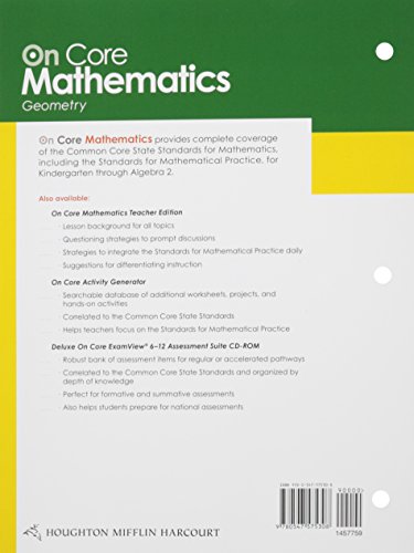Student Worktext Geometry 2012 (Houghton Mifflin Harcourt On Core Mathematics) - Image 2