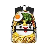 LONGZEHAO Leichter, lässiger, wasserabweisender Eierbecher, Nudel-Ramen-Druck, Laptop-Reise, Tagesrucksack., Schwarz, Einheitsgröße