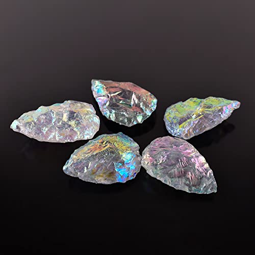 5Pcs, Angel Aura Quartz, Tear Drop, Top Drilled, Mystic Random Color | Raw Pear Stone, Rough Crystals And Gemstone, Diy, Jewelry Making Supply, Chakra - Energy - Healing Stone #TOP1