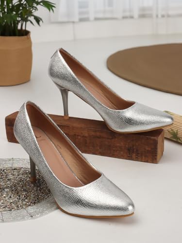 Image of Carlton London Women Stylish Slipon Pump Shoes with Stiletto Heels, Pointed Toe