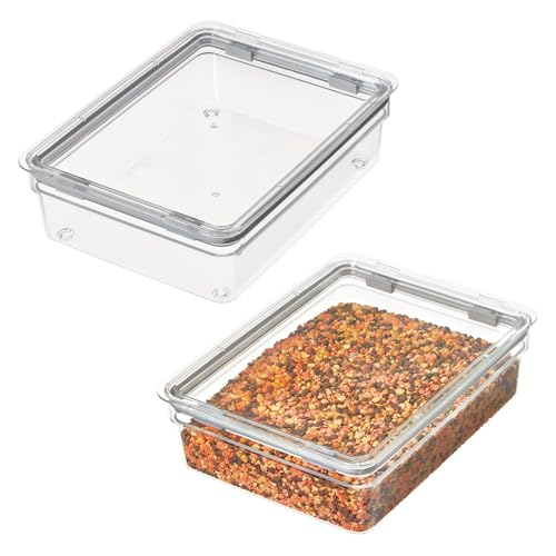 iDesign Large Food Storage Bin with Airtight Lid for Kitchen or Pantry Storage – Set of 2 – Clear
