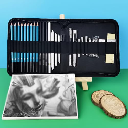 Juego de lápices artísticos para dibujo profesional con 28 herramientas variadas 5