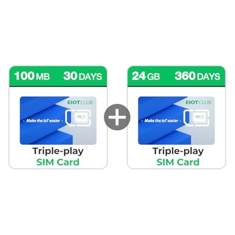 EIOTCLUB Data Only SIM Card Triple Play (100MB+24GB 360Day), Work on AT&T, T-Mobile and Verizon Networks Cover