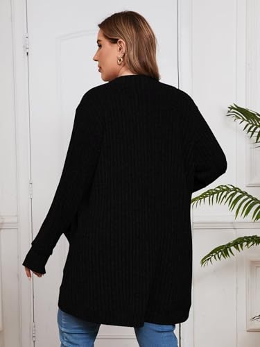 Image of BELAROI Women Plus Size Cardigan Sweater Fall Outfit | Open front long cardigan, lightweight sweater, versatile layering tops for fall winter, daily wear, outdoor, office clothes