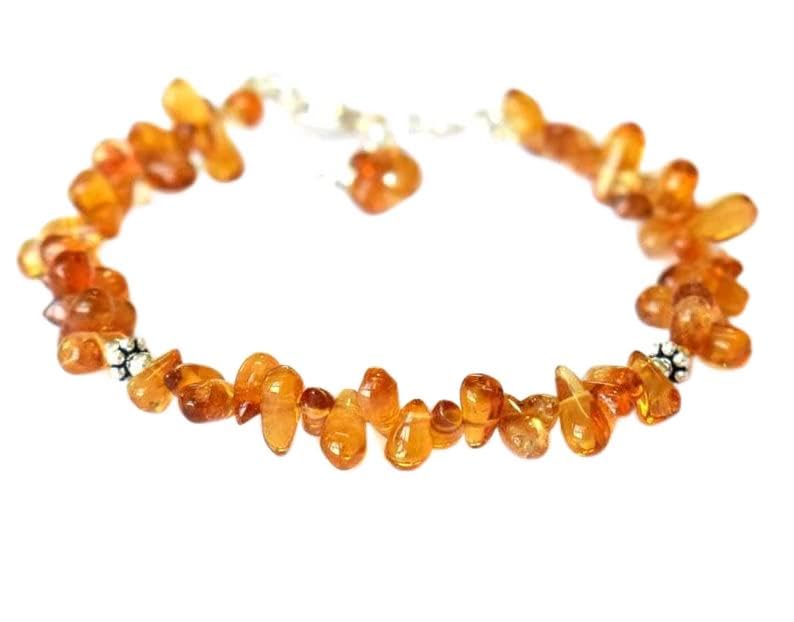 Bracelet citrine anti-ternissement en argent sterling pour peaux sensibles