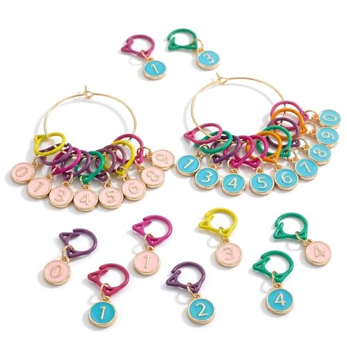 Blingcute Cat Stitch Markers for Crocheting Gifts for Crochet Knitting Lovers 20Pcs Pink & Blue Numbered Progress Keepers Oil Drip Enamel Snag-Free Locking Markers Gift for Crochet Mom