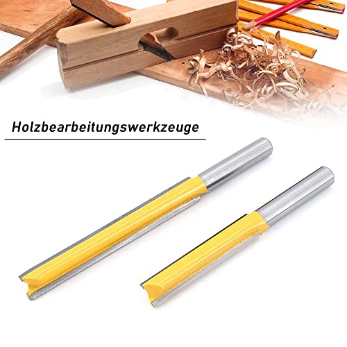 Mesee 2 Stück 8mm Schaft Gerade Router Bit, Fräser Nutfräser Holzfräser Bit Set, Gerades Fräser Schneidmesser, Extra Lange Gerade Fräser Holz Gravierwerkzeug Holz Schneidmesser