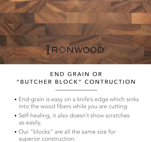 Ironwood Gourmet 28218 Quadrado Charleston End Grain Chef's Board , Madeira de acácia