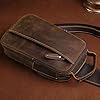MYUYEE Sacs à bandoulière pour Hommes en Cuir Crazy Horse Sac à Dos décontracté à bandoulière en Cuir de Vache,Brun #1