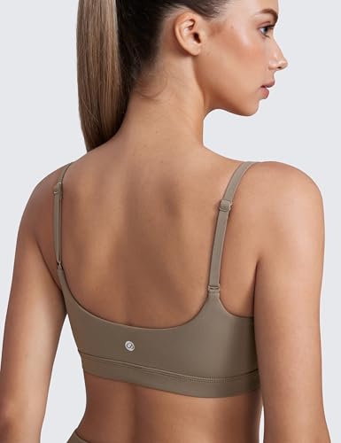 Image of CRZ YOGA Butterluxe Scoop Neck Sports Bras | Light Support, Removable Pads, Yoga, Extremely Soft, U Back, Adjustable Spaghetti Straps, for Women