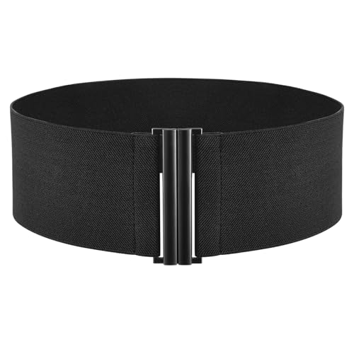 TOURZOO Elastic Belt for Women Wide Waist Corset Belt Cinch Belt Vintage Stretchy Waistband for Dresses Black Medium