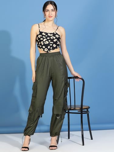 Image of KOTTY Women's High Rise Relaxed || Straight || Joggers Fit Cargo's for Pants || Trousers