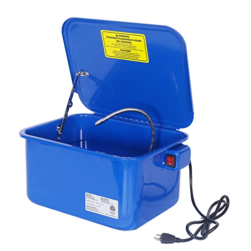 3.5-Gallon Portable Benchtop Parts Washer with 110v Electrical Pump for Automotive, Blue