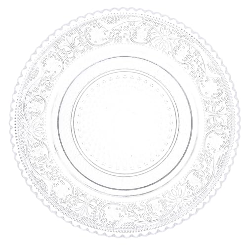 Cabilock Clear Glass Plates Set of 2 Vintage Glass Dessert Plates Elegant Serving Platter for Cake Salad and Food Presentation 5.8 Inch Round Plate