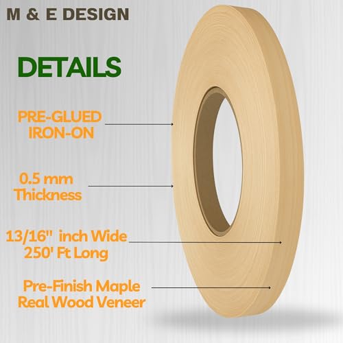 Pre Finish Pre-Glued Edge Banding Maple 13/16" x 250' Roll - Easy Application Iron-On Edge Banding - Image 5