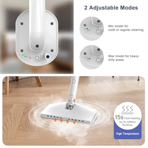 Image of Steam Cleaner, 6 in1 Rotated Steam Mop Cleaner with 2 Modes, 2 Microfiber Pads, 400ML Removable Tank, 23FT Power Cable, Detachable Steam Mops for Floor, Laminate Floor, Tiles Cleaning (Sapphire Blue)