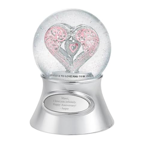 THINGS REMEMBERED Engraved Say It with Love Musical Snow Globe (Free Customization), Plays Canon in D Major Music Cover