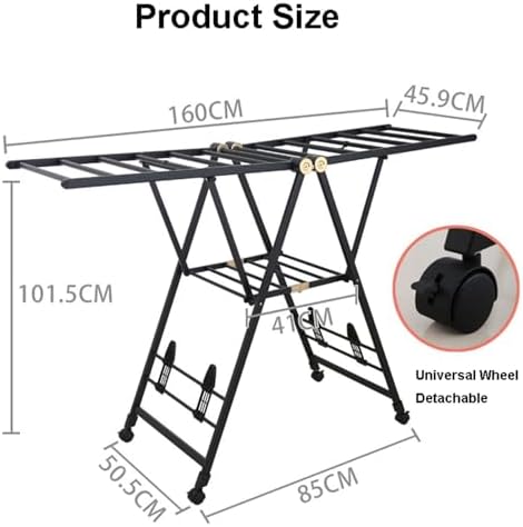 Collapsible Clothes Drying Rack, Portable Hanging Laundry Rack with Large Capacity & Extreme Stability for Clothing（160cm/63in）
