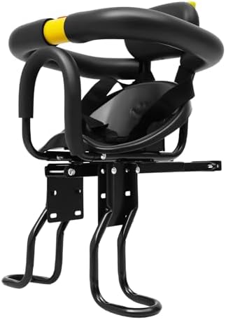 Front Bicycle Child Seat for Mountain Bike, Adjustable Kids Bike Seat with Safety Harness, Universal Fit for Most Bike Type